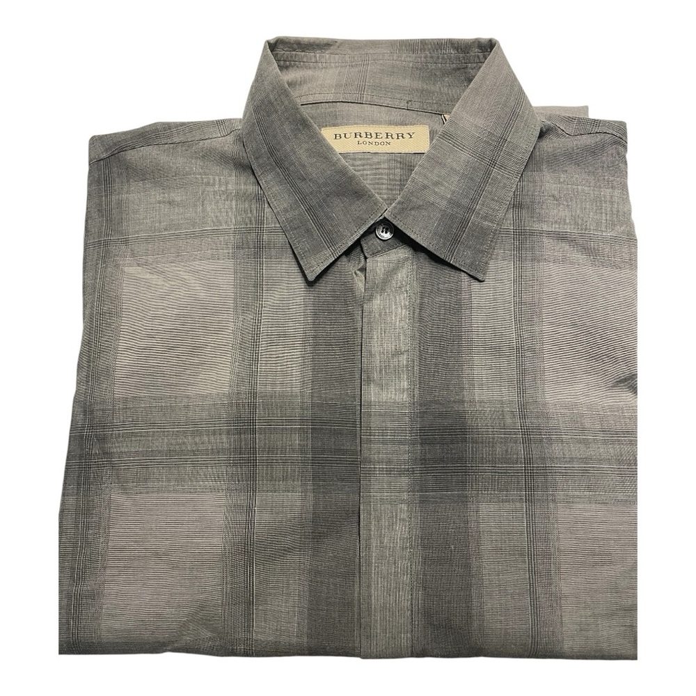 Burberry Gray Plaid Dress Shirt